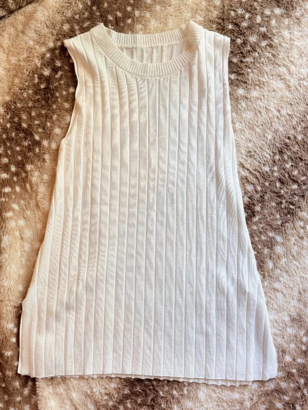 Size S White Ribbed Knit Tank & Wide Leg Sweater Lounge Pant Set